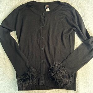Vintage y2k hottopic fur trim black gothic cardigan